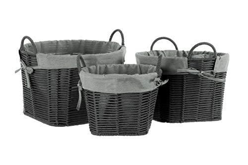 Premier Housewares Lida Storage Baskets, Fabric, Grey, 35 x... - Maison & Cuisine en promo à 14.77€
