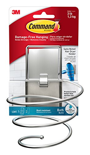 Command Bath Hair Dryer Holder, Satin Nickel, Water... - Maison & Cuisine Amazon Royaume-Uni à 4.99€
