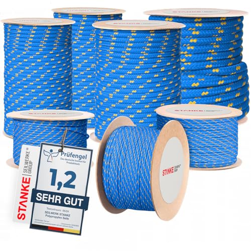 Seilwerk STANKE Polypropylenseil 10mm 15m Blau mit gelben... - Jardin & Extérieur Amazon Allemagne à 19.79€