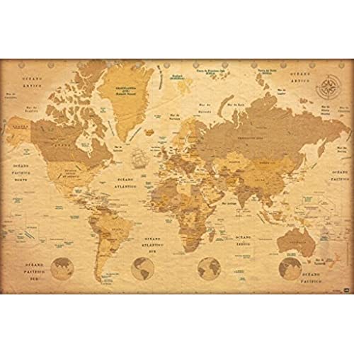 Erik® - Carte du Monde Vintage - Espagnol - Papier Glacé... en promo à 7€ (-41%) sur Amazon FR