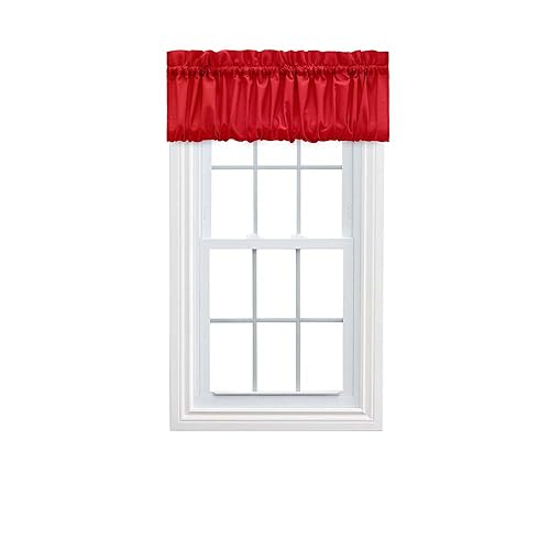 Ellis Curtain Stacey Sheer Balloon Valance, 60" x 15", Red - Sports & Fitness en promo à 7.01€