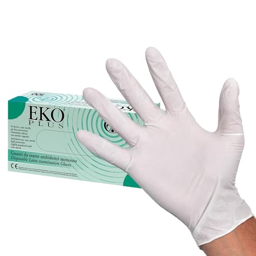 EKO Plus - Guanti da Esame Monouso in Puro Lattice, con... - Animalerie en promo à 1.20€