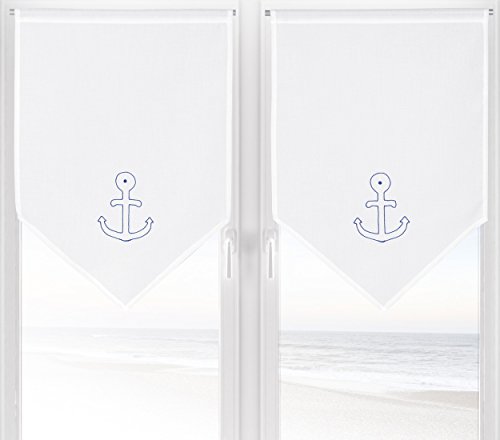 Linder Scheibengardine Anker, Polyester, blau, 60X90 - Bricolage & Outils Amazon Allemagne à 9.49€