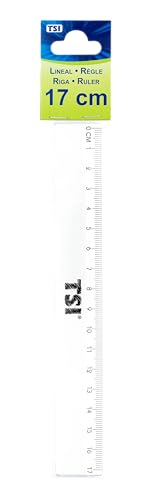 TSI Règle 17 cm en plastique, transparent, N° d'art. 46017 - Bricolage & Outils en promo à 1.09€