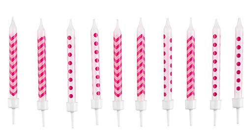 Amscan - 9900256-10 Birthday Candles Dots et Chevron - Rose... - Bon plan à 5.88€