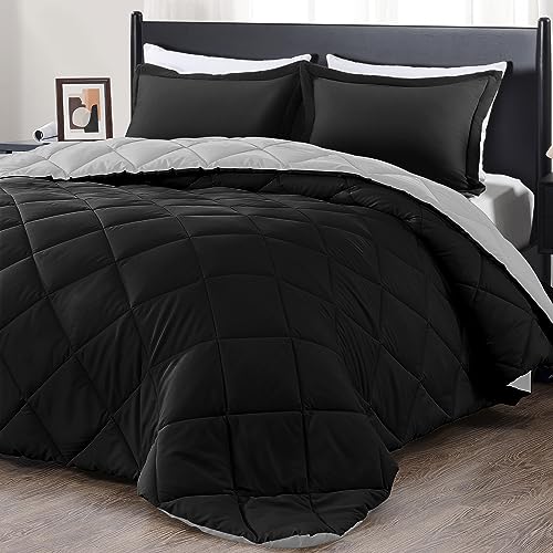 downluxe Set copripiumino king size, nero e grigio, morbido... - Amazon Italie à 33.81€