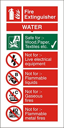 Seco Water Fire Extinguisher Sign, 100mm x 200mm... - Maison & Cuisine Amazon Royaume-Uni à 6.47€