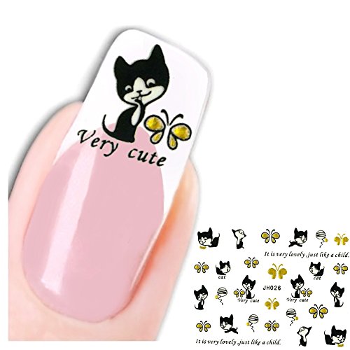 JUSTFOX - Adesivo 3D per unghie con gatto e farfalle, per... - Beauté & Parfums Amazon Italie à 1.49€