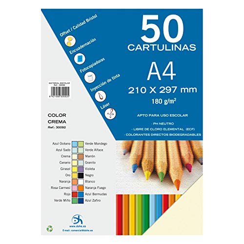 Dohe - Cartulinas A4 Color Crema para Manualidades e... - Auto & Motorcycle Amazon Spain à 3.29€