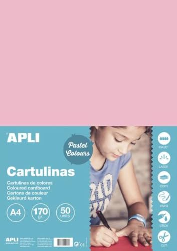 Apli - Cartoncini Colorati Set da 50 Pezzi, A4, Rosa - Nouvelle promo Amazon à 4.58€