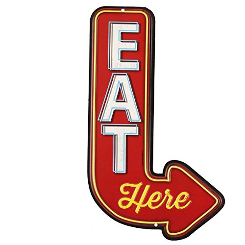 Open Road Marchi 90151356 Die Cut in Rilievo Tin Sign, Eat... - Amazon Italie à 12.06€