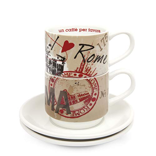 EGAN Set 2 Tazze Caffè Impilabili Rome con MetalRuck - Amazon Italie à 18.54€