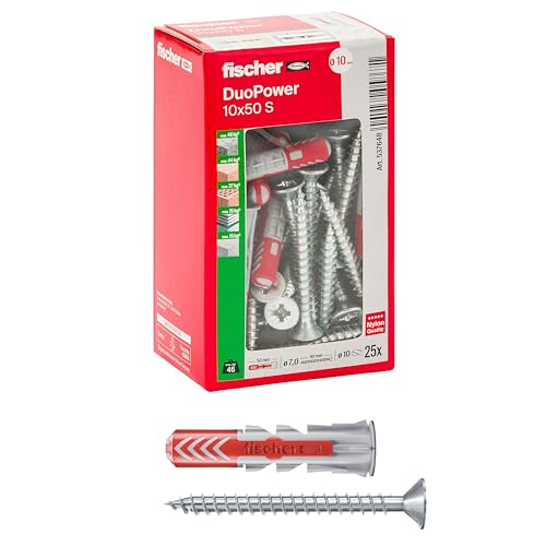 Fischer 25 x Dübel mit Schraube DuoPower 10 x 50 mm, für... - Bricolage & Outils Amazon Allemagne à 17.17€