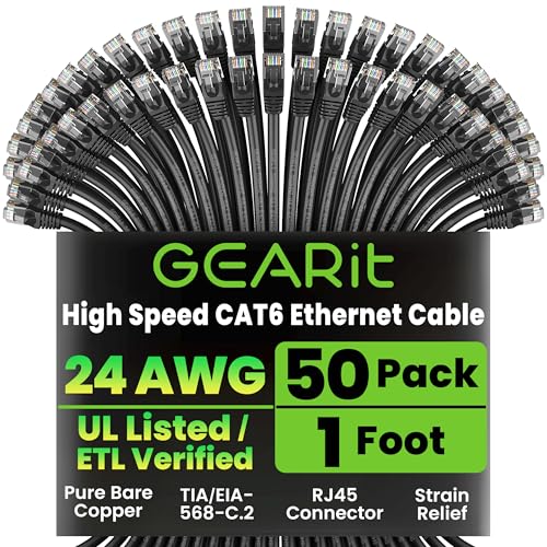 GearIT 50-Pack, Cat 6 Ethernet Cable Cat6 Snagless Patch 1... - High-Tech & Électronique Amazon Royaume-Uni à 40.89€