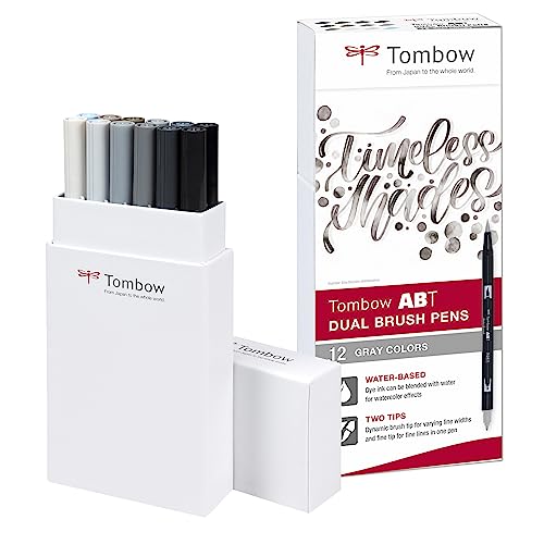 Tombow ABT Dual Brush Pen - Grey (Pack of 12) - Beauty & Fragrances Amazon UK à 10.00€
