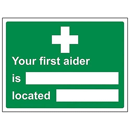 VSafety First Aider/Located Sign - Landscape - 200mm x... - Maison & Cuisine Amazon Royaume-Uni à 0.79€