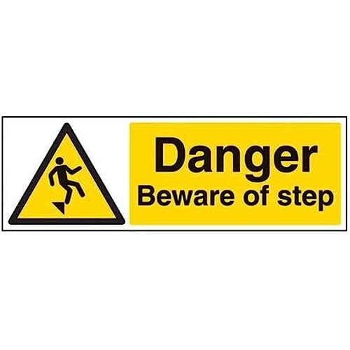 V Safety Danger Beware Of Step Warning Sign - 450mm x 150mm... - Home & Kitchen Amazon UK à 1.96€