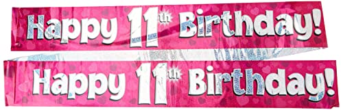 9ft Banner Happy 11th Birthday Pink Holographic - Amazon Royaume-Uni à 1.49€
