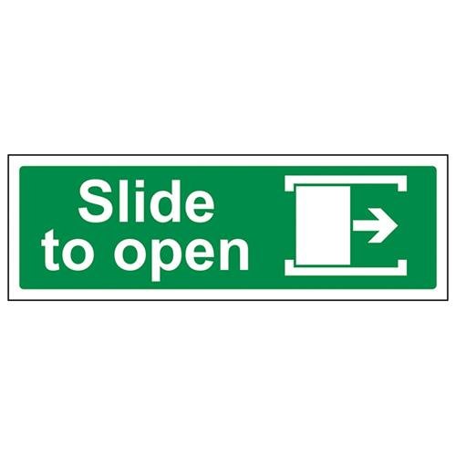 V Safety Slide To Open (Right) Door Sign - 300mm x 100mm... - Maison & Cuisine Amazon Royaume-Uni à 2.39€