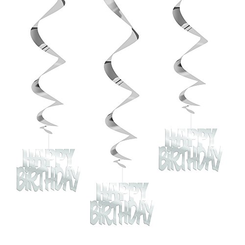 Happy Birthday Silver Foil Hanging Swirl Decorations (81cm)... - Home & Kitchen Amazon UK à 2.69€