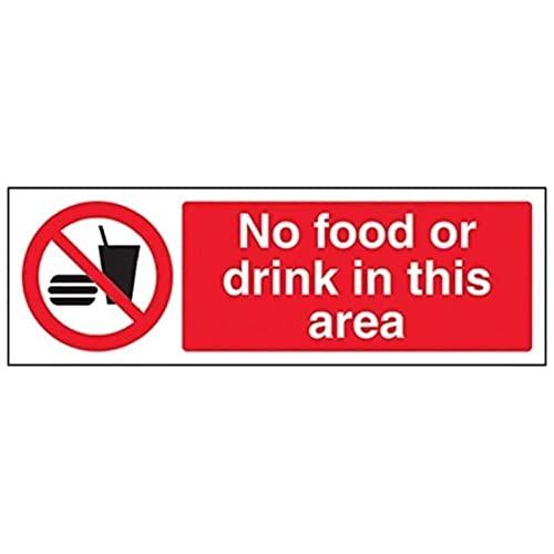 V Safety No Food Drink In This Area Sign - 300mm x 100mm... - Home & Kitchen Amazon UK à 2.12€