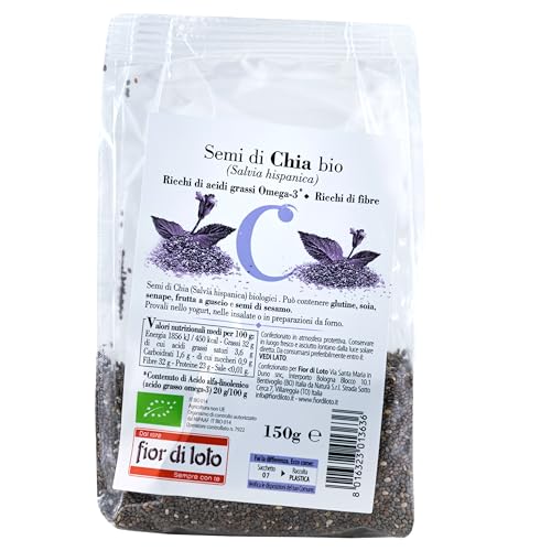 Fior di Loto Semi di Chia Bio - Ricco di Fibre e Omega 3... - Amazon Italie à 3.60€
