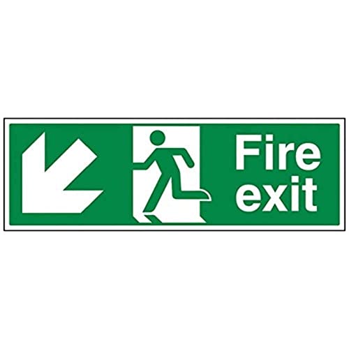 V Safety Fire Exit Arrow Down Left Sign - 600mm x 200mm... - Maison & Cuisine Amazon Royaume-Uni à 9.07€