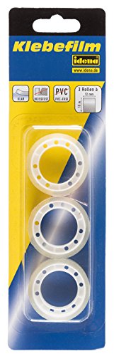Idena 631051 - Klebefilm, 3 Stück, 12 mm x 10 M, Transparent - Fournitures Bureau Amazon Allemagne à 1.09€
