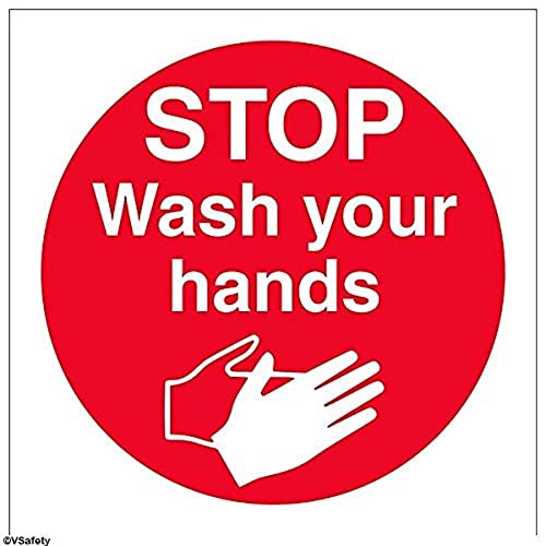 V Safety,Red,44076AF-S Stop Wash Your Hands Sign - Square... - Home & Kitchen Amazon UK à 3.60€