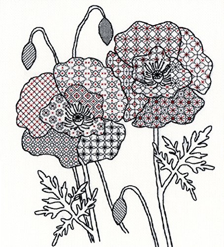 Bothy Threads Blackwork Kreuzstich-Set "Mohn", 30x33cm... - Nouvelle promo Amazon à 37.69€