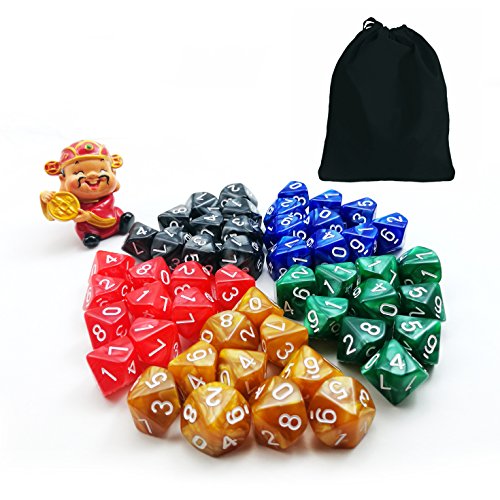 50pcs Assorted D10 Pack, 5X10pcs 10 Sides Dice Marble... - High-Tech & Électronique Amazon Royaume-Uni à 10.28€