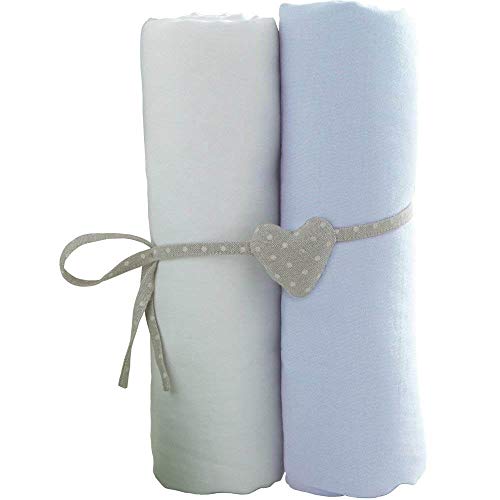 Babycalin lot de 2 Draps Housse Blanc/Bleu Ciel 60 x 120 cm... - Bébé & Puériculture Amazon France à 6.90€