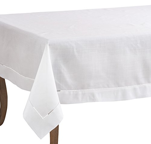 SARO LIFESTYLE Tablecloth, White, 70" X 120" - Maison & Cuisine Amazon Royaume-Uni à 41.80€
