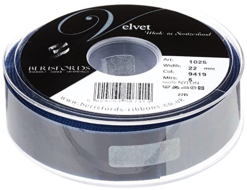 Berisfords Nastro di Velluto, Navy, 102 x 30 x 102 cm - Fournitures Bureau en promo à 11.49€