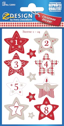 AVERY Zweckform Adventskalender Zahlen 24 Sterne (Made in... - Home & Kitchen Amazon Germany à 2.12€