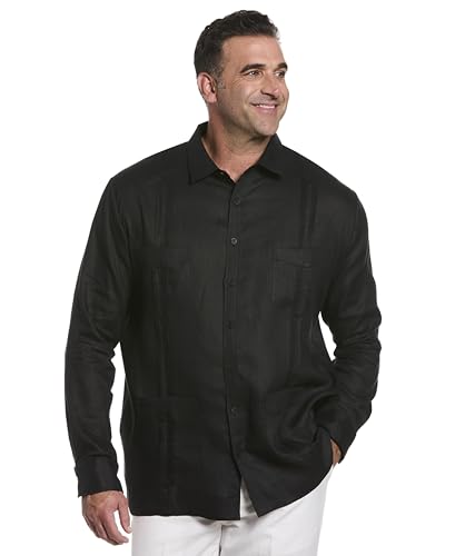 Cubavera Uomo Maniche Lunghe Maglia con Bottoni - Nero... - Bon plan à 24.71€