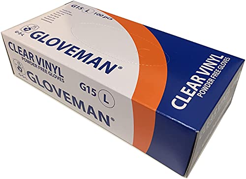 Box of 100 Gloveman Clear Powder Free Vinyl Gloves - Large - Maison & Cuisine Amazon Royaume-Uni à 4.26€