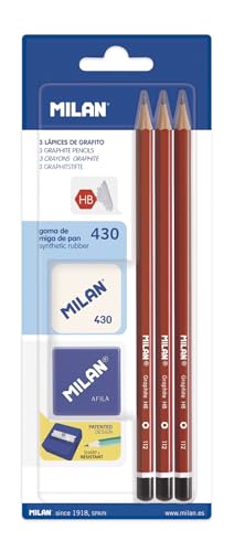 MILAN - 3 crayons graphite hexagonaux HB, gomme et... en promo à 1,70€ (-66%) sur Amazon FR