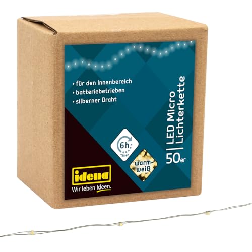 Idena 31825 - Micro-chaîne lumineuse à 50 LED en blanc... - Sports & Fitness en promo à 7.00€