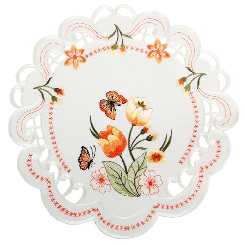 Quinnyshop Orange Tulpen und Schmetterlinge Stickerei... - Maison & Cuisine Amazon Allemagne à 8.50€