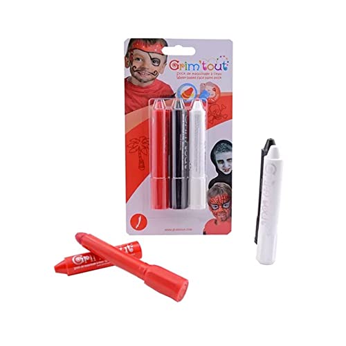GRIM'TOUT Make-up-Set für Kinder – Rot, Schwarz, Weiß – 3... - Jouets & Jeux Amazon Allemagne à 8.19€