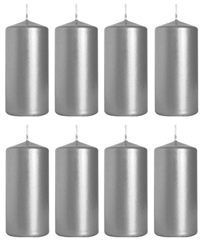 Stumpenkerzen in Silber Metallic, Größe 5 cm/10 cm, 8... - Maison & Cuisine Amazon Allemagne à 2.64€