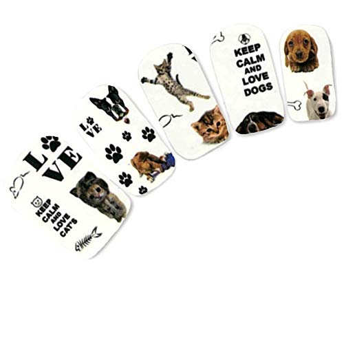 JUSTFOX - Tattoo Nail Love Hunde Katzen Nagel Sticker - Beauté & Parfums Amazon Allemagne à 1.49€
