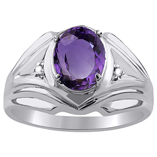 Plata de Ley Anillo De Diamante Y Amatista o chapado en oro... - Bijoux & Montres Amazon Espagne à 84.49€