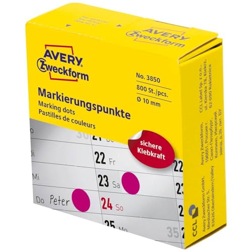 AVERY Zweckform 3850 Self-Adhesive Marking Dots, 800 Pieces... - Amazon Royaume-Uni à 2.66€