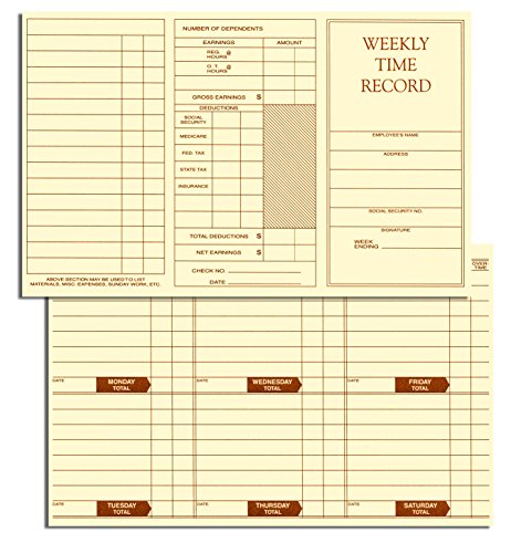 NextDayLabels - Weekly Employee Pocket Size Time Cards - Auto & Moto Amazon Espagne à 8.01€