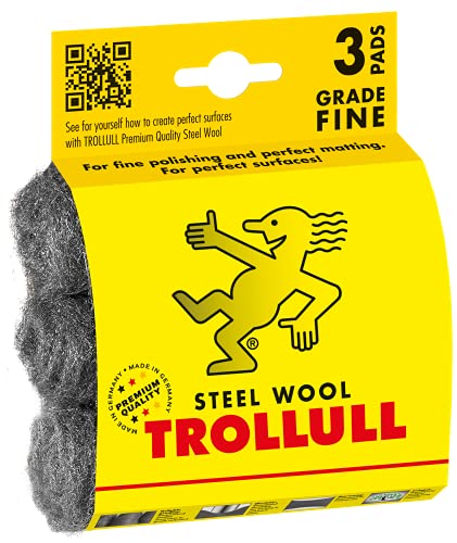 TROLLULL Steel Wool | Wire Wool Pads, 3 DIY Pads fine 00... - Bon plan à 3.80€