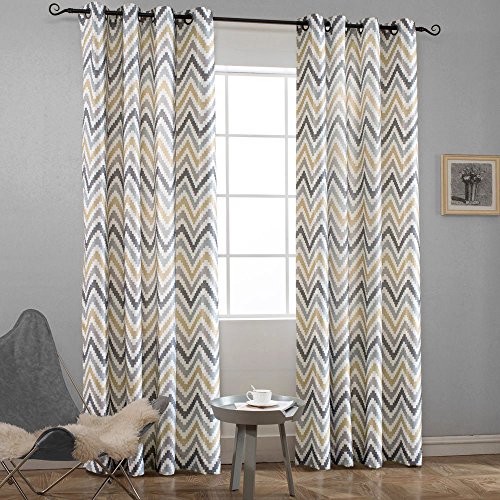Melodieux Chevron Fenstervorhänge mit Ösen für Wohnzimmer... - Maison & Cuisine Amazon Allemagne à 17.44€