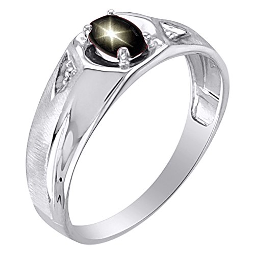 Negro Star Sapphire anillo plata de ley o 14 K oro amarillo... - Bijoux & Montres en promo à 61.37€