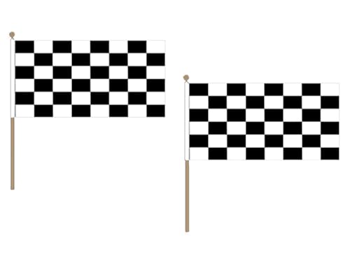 Drapeau Damier noir et blanc 45x30cm HAMPE en bois - LOT DE... - Auto & Moto Amazon France à 20.12€